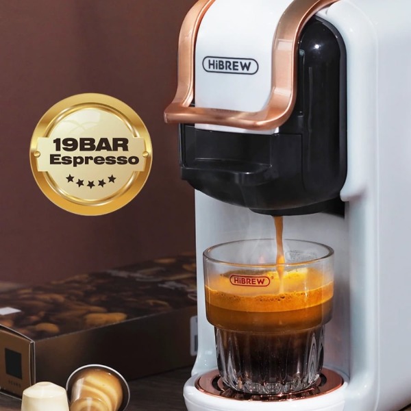 HiBREW 5-in-1 Capsule Coffee Machine Hot/Cold Cappuccino Nespresso ESE Pod 19Bar